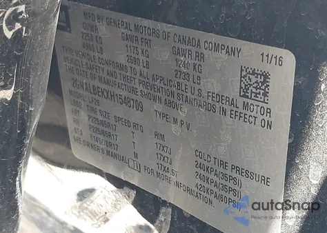 2017 Chevrolet Equinox Ls from USA, damaged, VIN 2GNALBEKXH1548709